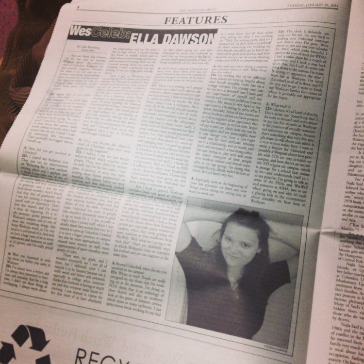 Surreal moments in life: seeing a feature written about you in the school paper.