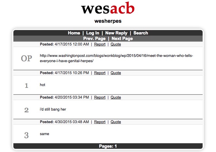 Even the ACB (Wesleyan Anonymous Confessions Board) had only hilariously kind things to say about my herpes fame.
